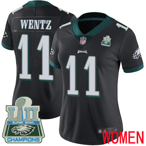 Women Philadelphia Eagles  #11 Carson Wentz Black Alternate Vapor Untouchable NFL Jersey Limited Player Super